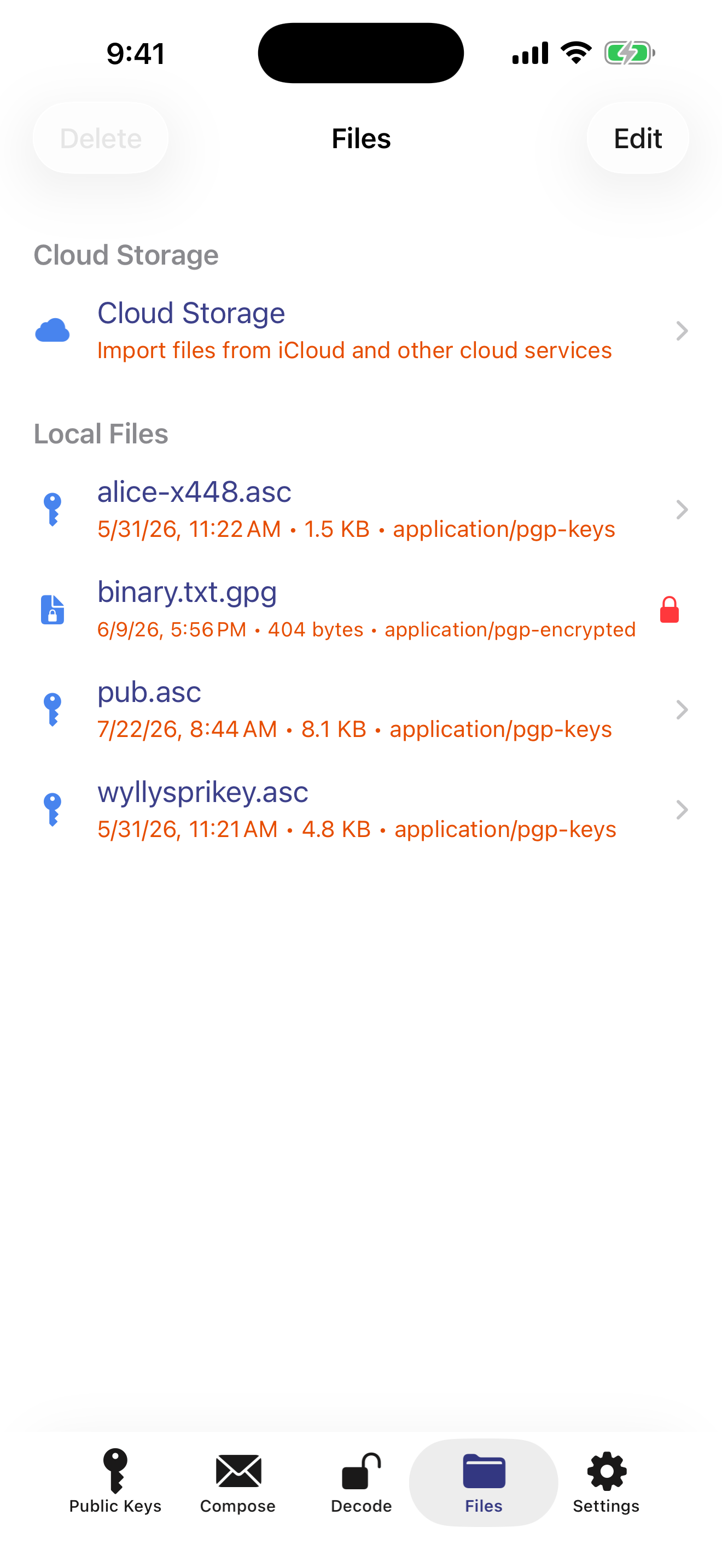 Encrypted files